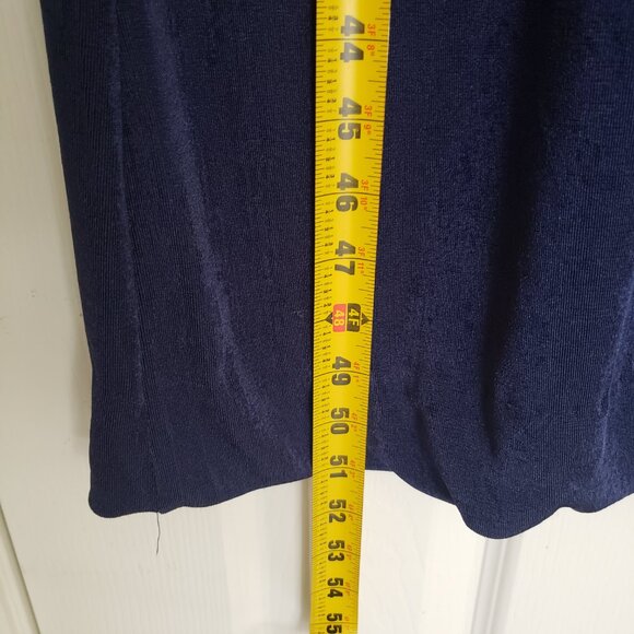 Cascais Woman Navy Blue Multicolor Unique Short Sleeve Formal Long Dress Size 10 - Picture 2 of 13